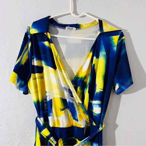 Locryz Women's V Neck 3/4 Sleeve African Floral Printed Size XL NWOT - Picture 2 of 7